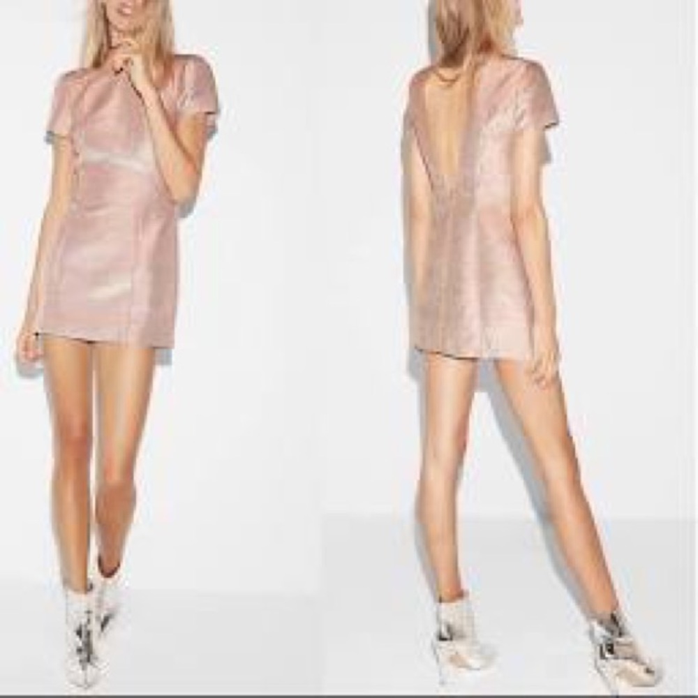 Express Rose Gold Metallic V-back Dress sz 12